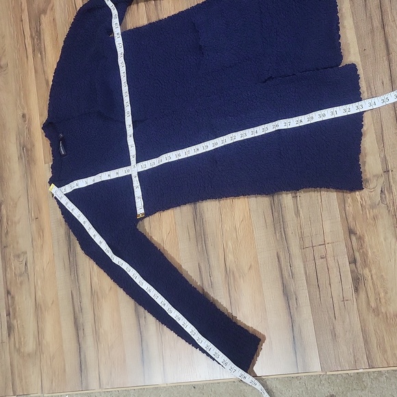 MEROKEETY Blue Long Sleeve Chunky Knit Open Front Cardigan with Large Pockets - Picture 9 of 9